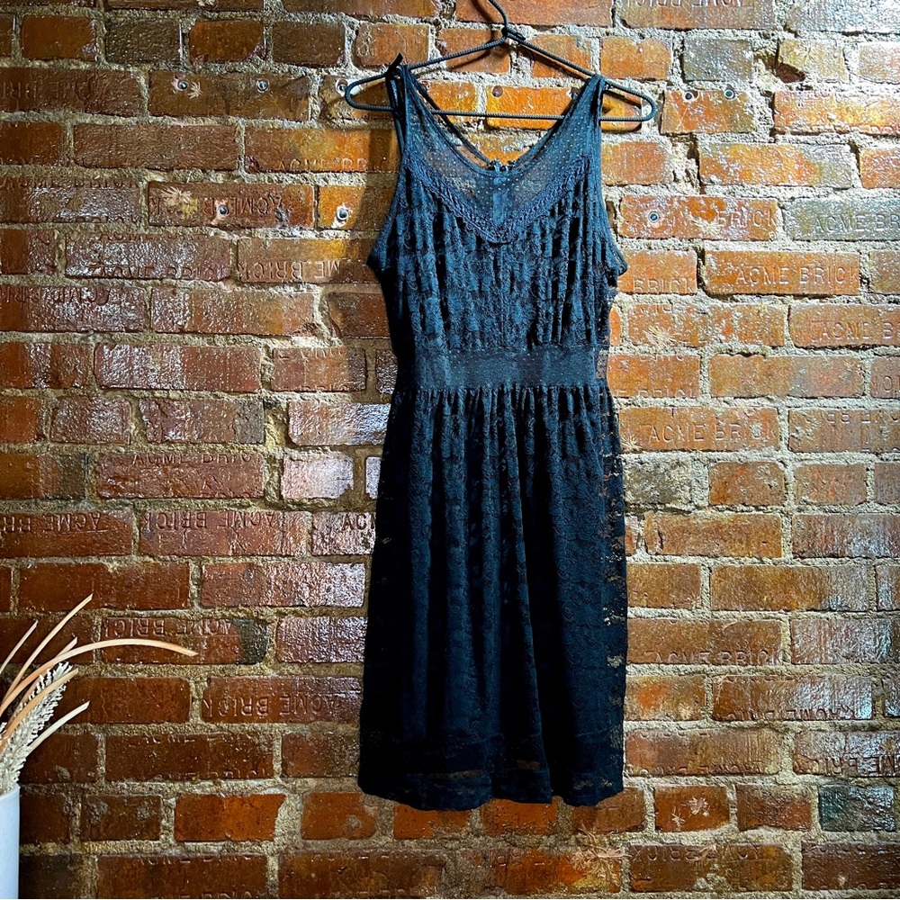 Royal Bones Black Lace Sleeveless Mini Dress